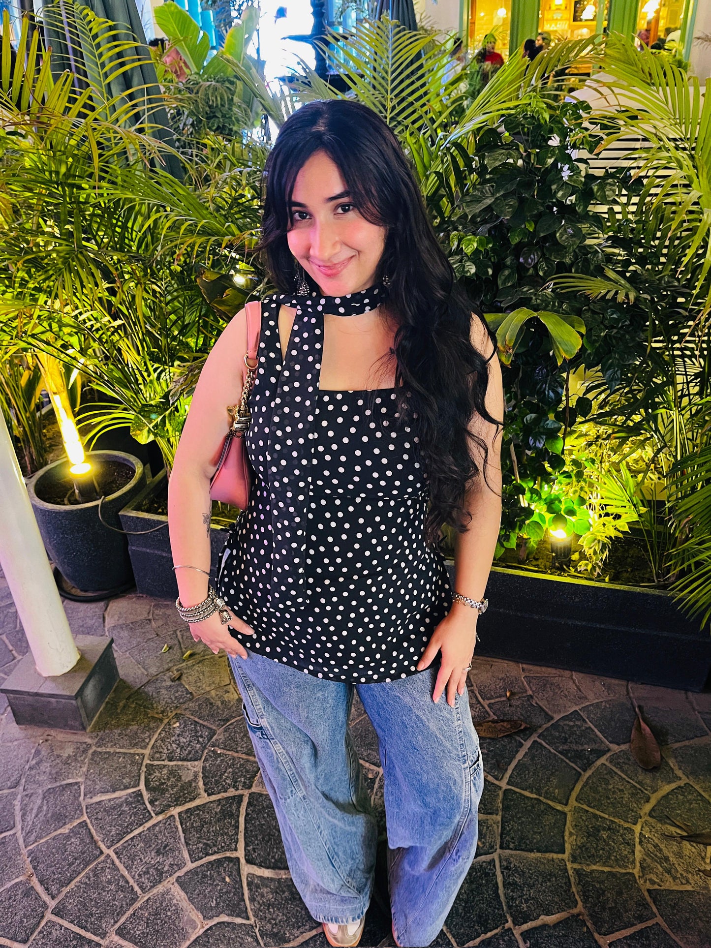 Black polka dot kurti