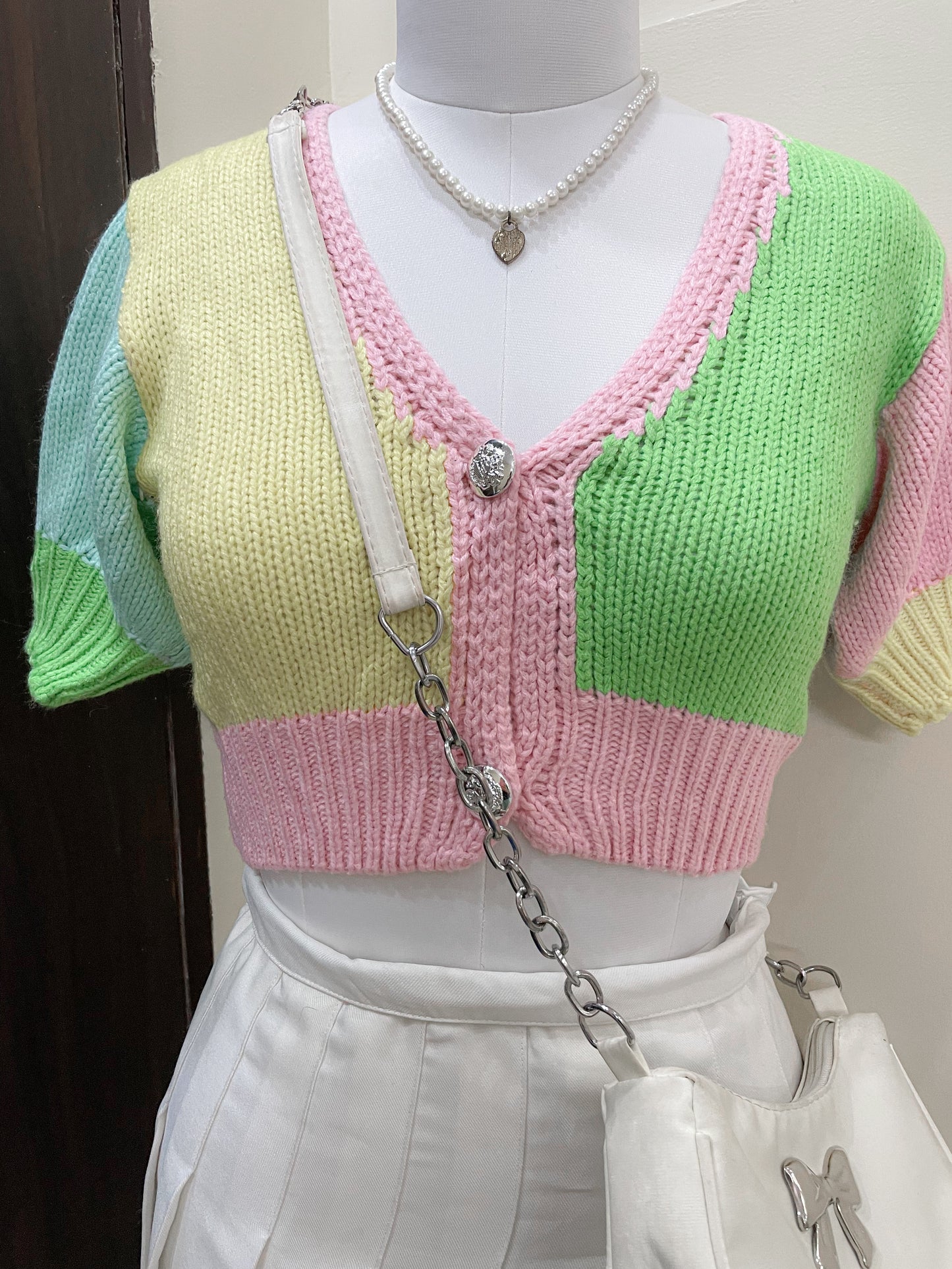 multicolored knit top