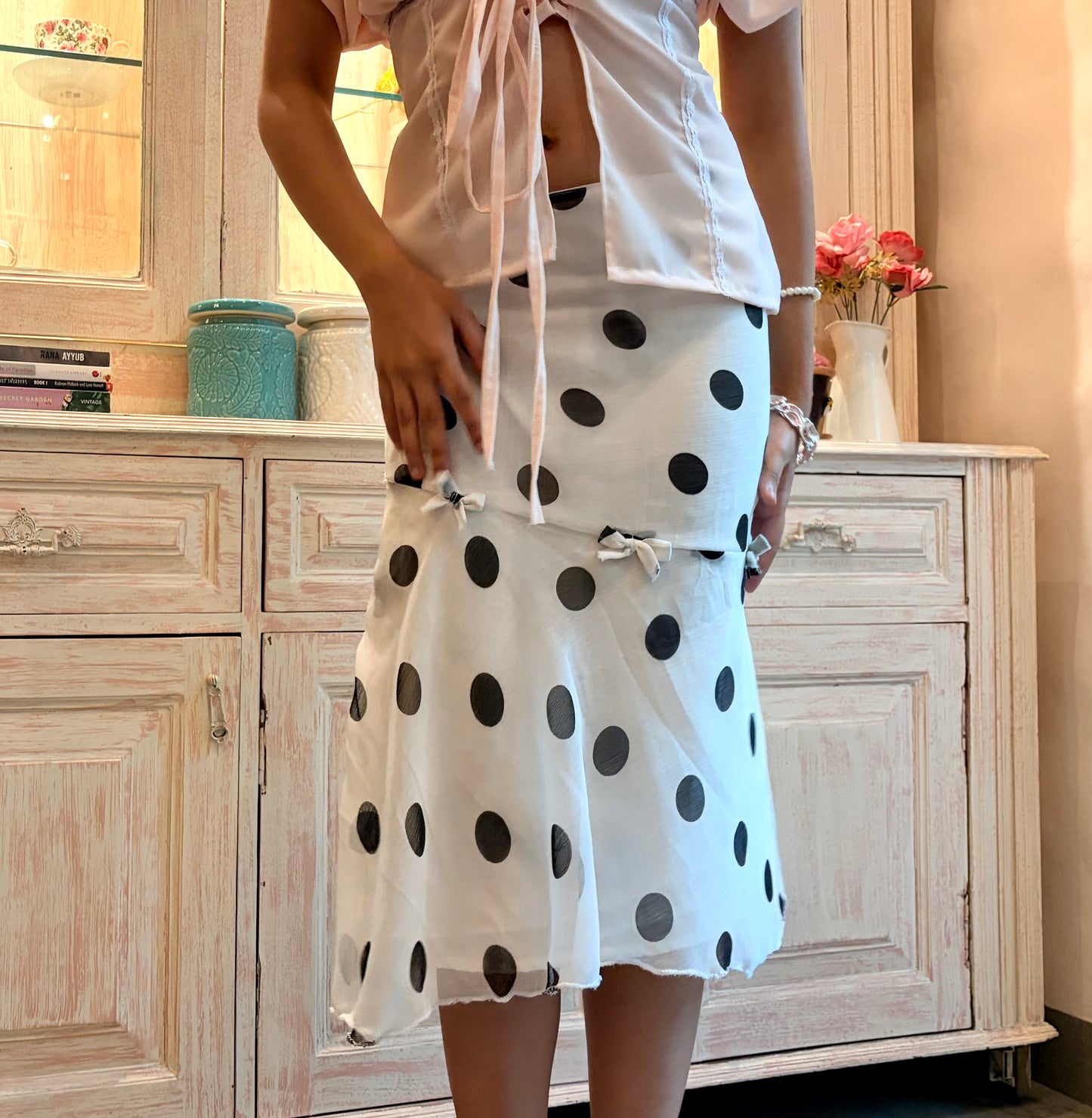 White polka dot skirt